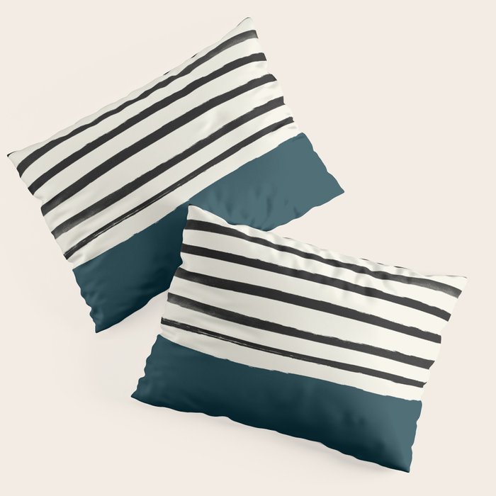 Dark Teal x Stripes Pillow Sham Gallery Image 3
