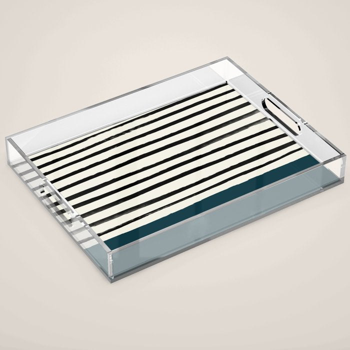 Dark Teal x Stripes Acrylic Tray Gallery Image 1