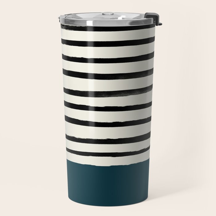 Dark Teal x Stripes Travel Mug Gallery Image 2