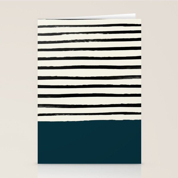 Dark Teal x Stripes Stationery Card Gallery Image 1
