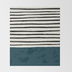 Dark Teal x Stripes Throw Blanket Gallery Image 2