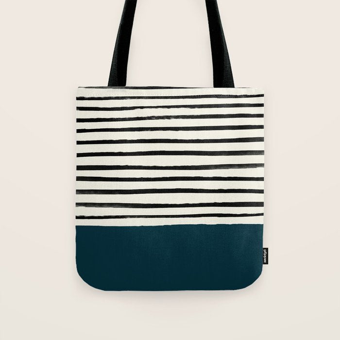 Dark Teal x Stripes Tote Bag Gallery Image 1