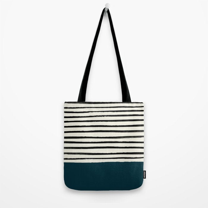 Dark Teal x Stripes Tote Bag Gallery Image 2