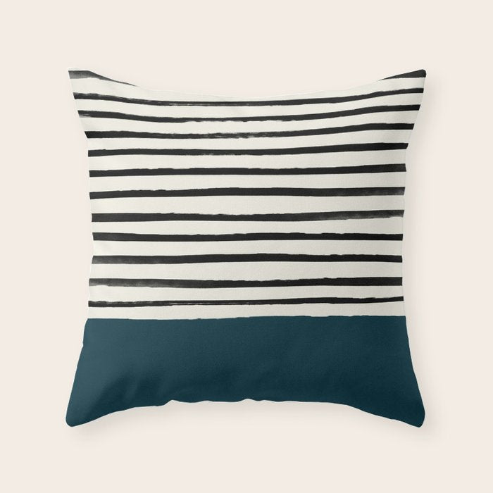 Dark Teal x Stripes Throw Pillow Gallery Image 6