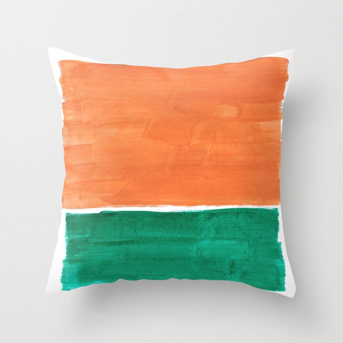 Emerald Green Tan Rothko Inspired Colourfield Squares Minimal Minimalist Mid Century Style by Ejaaz Haniff Throw Pillow Gallery Image 6