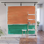 Emerald Green Tan Rothko Inspired Colourfield Squares Minimal Minimalist Mid Century Style by Ejaaz Haniff Wall Mural Gallery Image 1