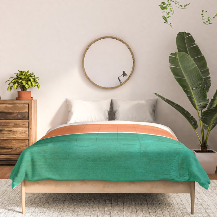 Emerald Green Tan Rothko Inspired Colourfield Squares Minimal Minimalist Mid Century Style by Ejaaz Haniff Comforter Gallery Image 3