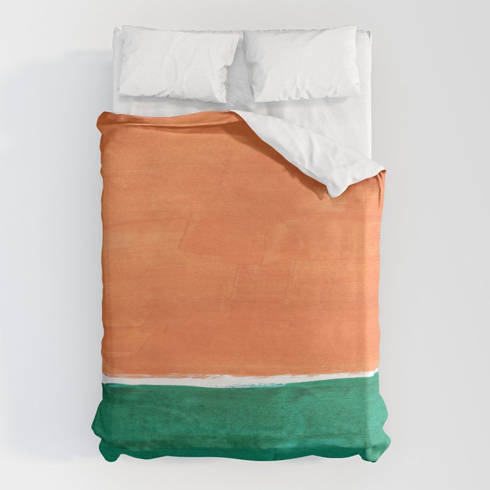 Emerald Green Tan Rothko Inspired Colourfield Squares Minimal Minimalist Mid Century Style by Ejaaz Haniff Duvet Cover Gallery Image 6