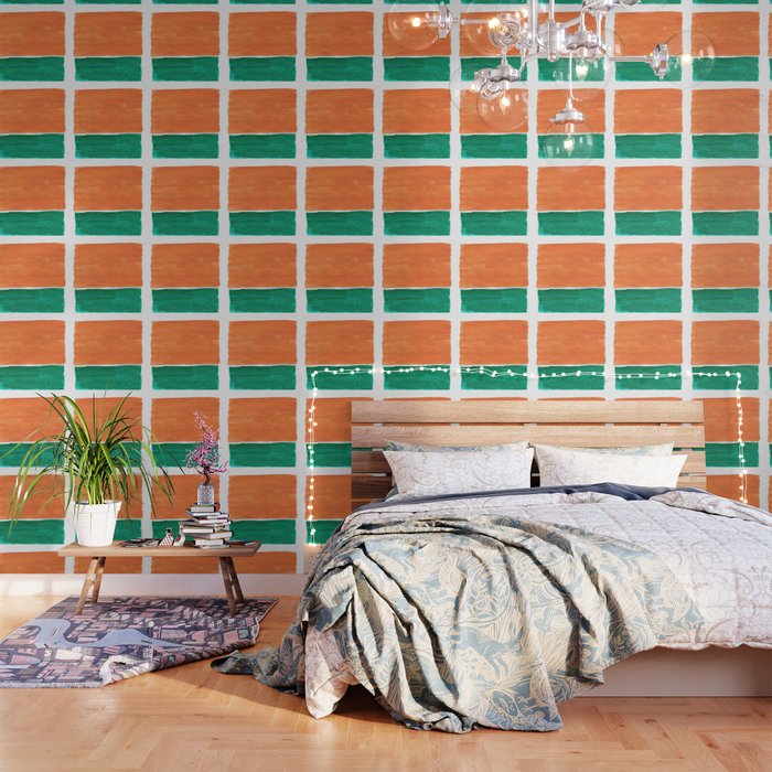 Emerald Green Tan Rothko Inspired Colourfield Squares Minimal Minimalist Mid Century Style by Ejaaz Haniff Wallpaper Gallery Image 3