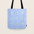 Coastal Coral Block Print in Blue and Aqua Tote Bag Gallery Image 1