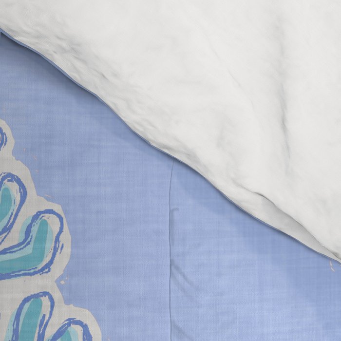 Coastal Coral Block Print in Blue and Aqua Comforter Gallery Image 4