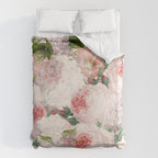 Vintage & Shabby Chic - Pastel Pink Botanical Summer Roses Garden Duvet Cover Gallery Image 6