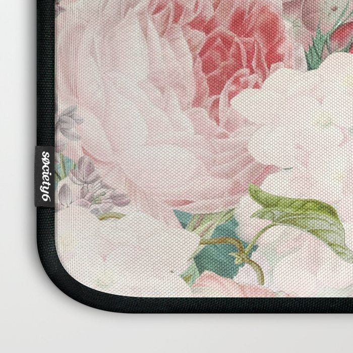 Vintage & Shabby Chic - Pastel Pink Botanical Summer Roses Garden Laptop Sleeve Gallery Image 3