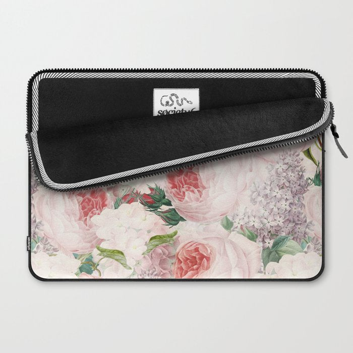 Vintage & Shabby Chic - Pastel Pink Botanical Summer Roses Garden Laptop Sleeve Gallery Image 2