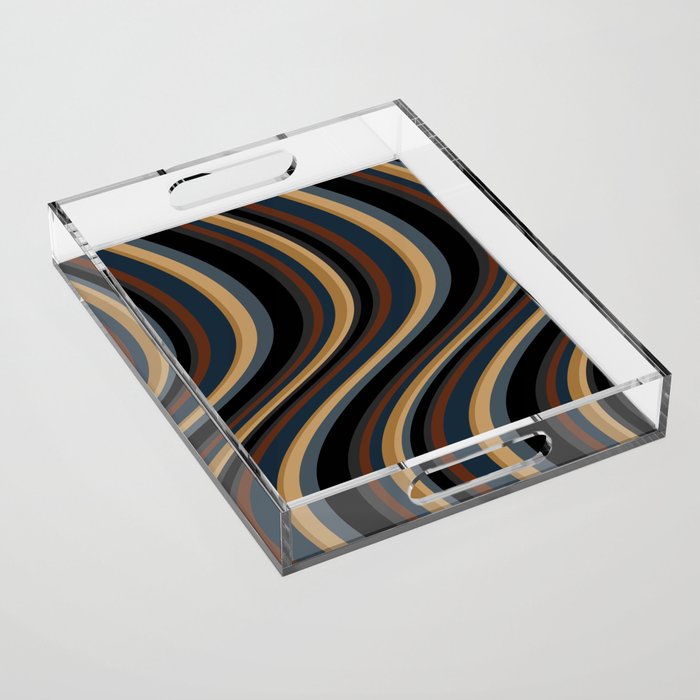 Wavy Stripes V - Dark Vintage  Acrylic Tray Gallery Image 1