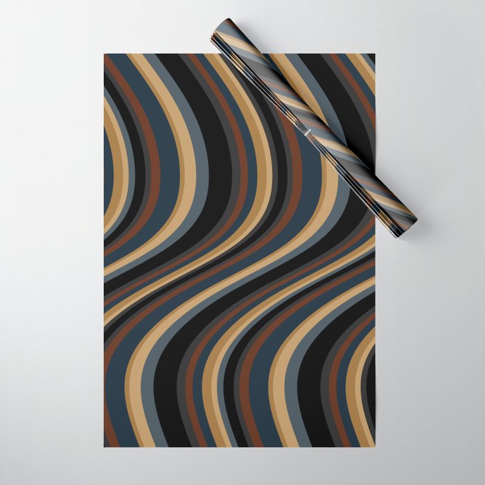 Wavy Stripes V - Dark Vintage  Wrapping Paper Gallery Image 1