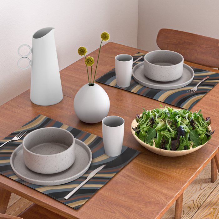 Wavy Stripes V - Dark Vintage  Placemat Gallery Image 2