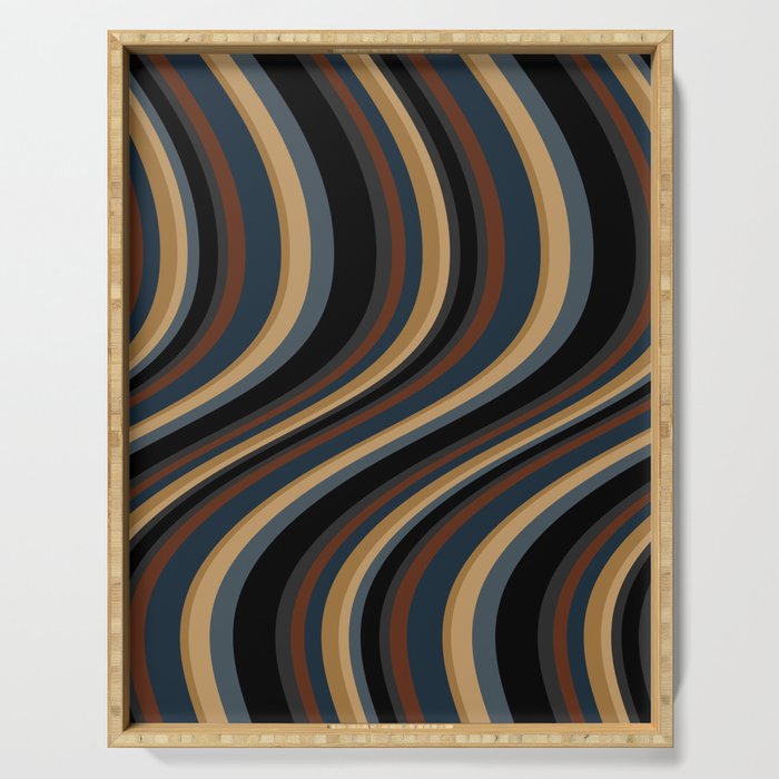 Wavy Stripes V - Dark Vintage  Serving Tray Gallery Image 1