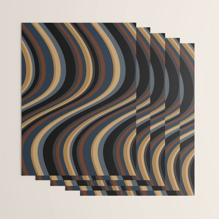 Wavy Stripes V - Dark Vintage  Wrapping Paper Gallery Image 3