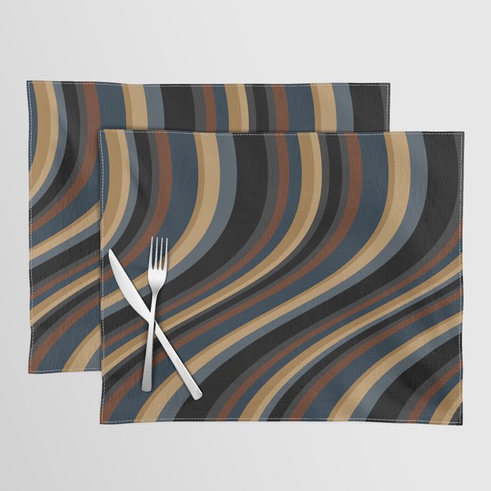 Wavy Stripes V - Dark Vintage  Placemat Gallery Image 1