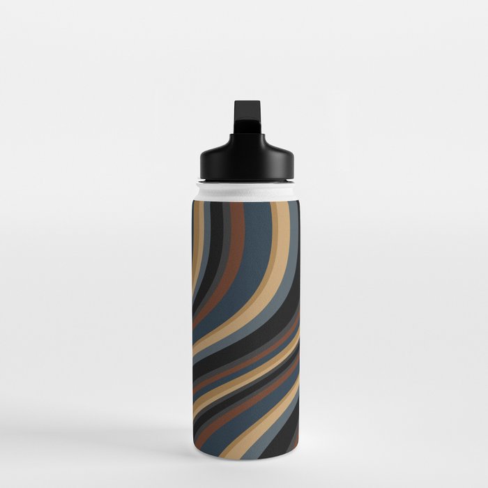 Wavy Stripes V - Dark Vintage  Water Bottle Gallery Image 3