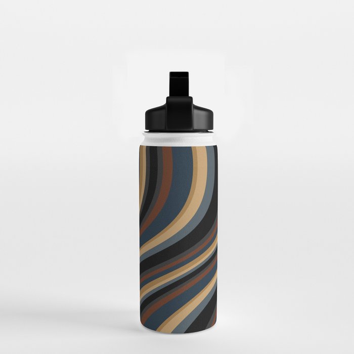 Wavy Stripes V - Dark Vintage  Water Bottle Gallery Image 2