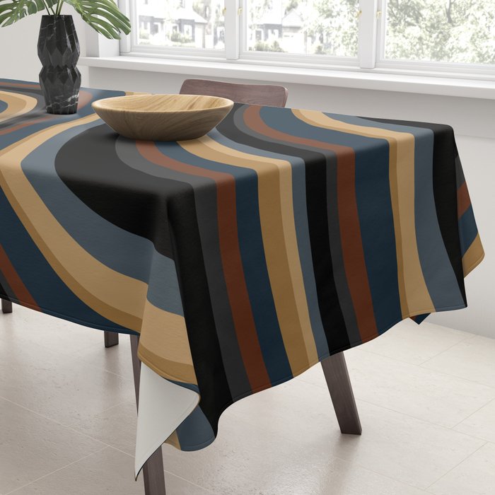 Wavy Stripes V - Dark Vintage  Tablecloth Gallery Image 3