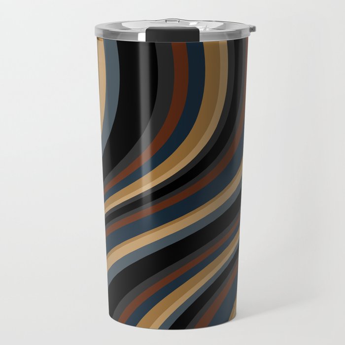 Wavy Stripes V - Dark Vintage  Travel Mug Gallery Image 1