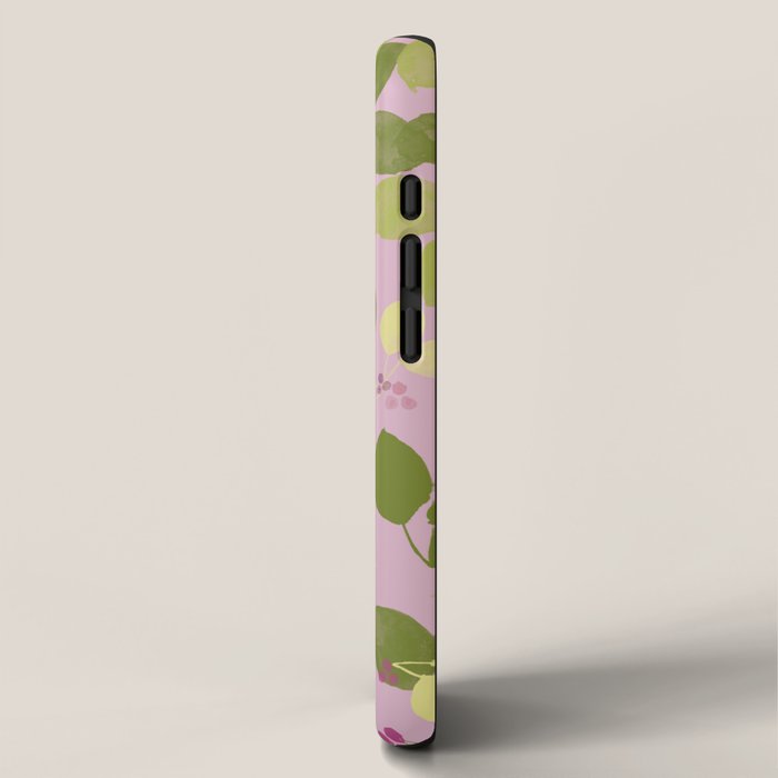 Summer Leaves and Berries on Pink iPhone Case Gallery Image 2