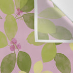 Summer Leaves and Berries on Pink Wall Tapestry Gallery Image 3