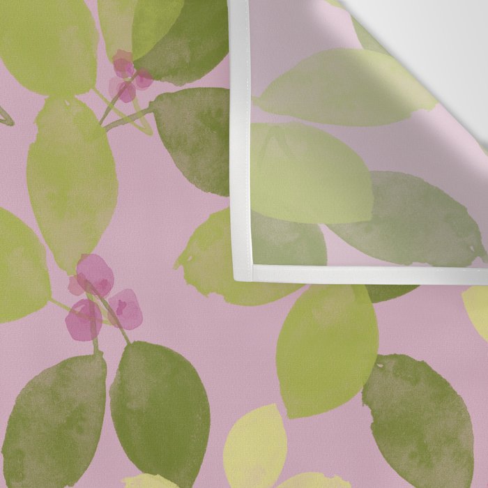 Summer Leaves and Berries on Pink Wall Tapestry Gallery Image 3