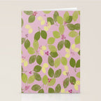 Summer Leaves and Berries on Pink Stationery Card Gallery Image 2