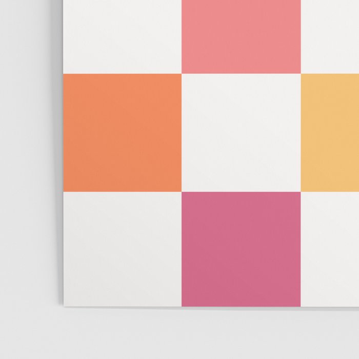 Orange, Pink & Yellow Checkered Pattern Poster Gallery Image 3