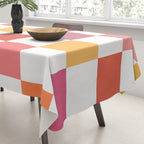 Orange, Pink & Yellow Checkered Pattern Tablecloth Gallery Image 3