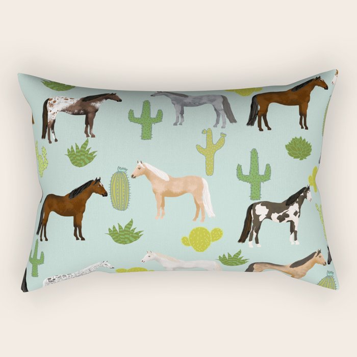 Horses Cactus - horse, cactus, western, texas, cowgirl, girl, cactus fabric, blanket, horse Rectangular Pillow Gallery Image 2