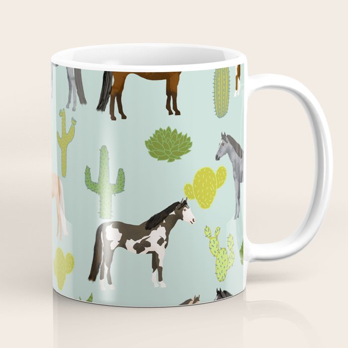 Horses Cactus - horse, cactus, western, texas, cowgirl, girl, cactus fabric, blanket, horse Coffee Mug Gallery Image 1