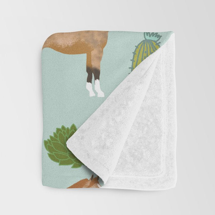 Horses Cactus - horse, cactus, western, texas, cowgirl, girl, cactus fabric, blanket, horse Throw Blanket Gallery Image 3
