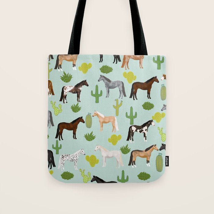 Horses Cactus - horse, cactus, western, texas, cowgirl, girl, cactus fabric, blanket, horse Tote Bag Gallery Image 1