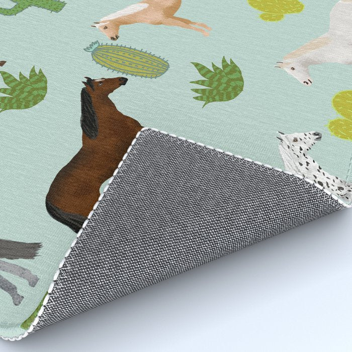 Horses Cactus - horse, cactus, western, texas, cowgirl, girl, cactus fabric, blanket, horse Rug Gallery Image 4