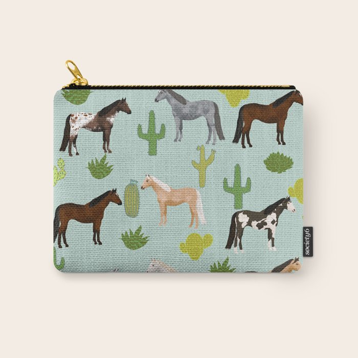 Horses Cactus - horse, cactus, western, texas, cowgirl, girl, cactus fabric, blanket, horse Carry All Pouch Gallery Image 1