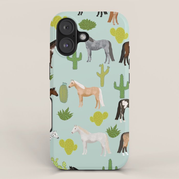 Horses Cactus - horse, cactus, western, texas, cowgirl, girl, cactus fabric, blanket, horse iPhone Case Gallery Image 1