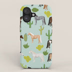 Horses Cactus - horse, cactus, western, texas, cowgirl, girl, cactus fabric, blanket, horse iPhone Case Gallery Image 1