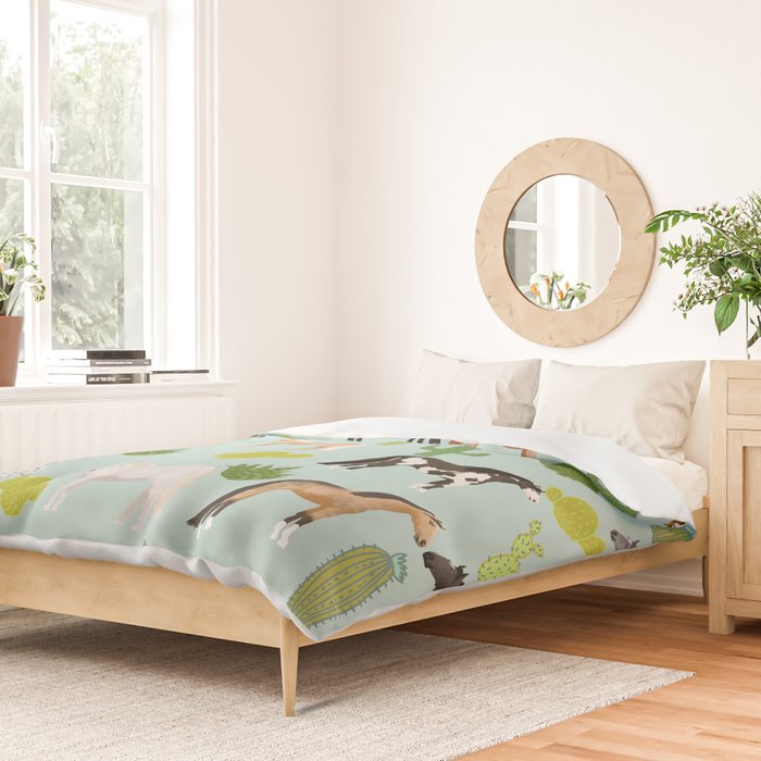 Horses Cactus - horse, cactus, western, texas, cowgirl, girl, cactus fabric, blanket, horse Duvet Cover Gallery Image 2