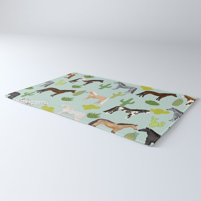 Horses Cactus - horse, cactus, western, texas, cowgirl, girl, cactus fabric, blanket, horse Rug Gallery Image 3