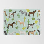 Horses Cactus - horse, cactus, western, texas, cowgirl, girl, cactus fabric, blanket, horse Rug Gallery Image 2