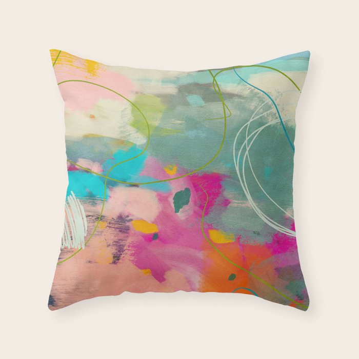 mixed abstract brush color study art 1 Throw Pillow Gallery Image 6