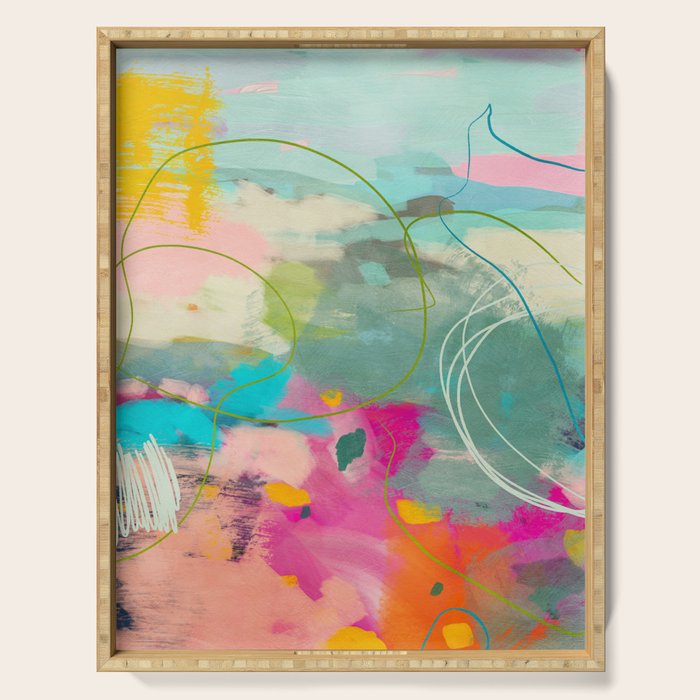 mixed abstract brush color study art 1 Serving Tray Gallery Image 1