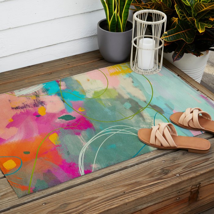 mixed abstract brush color study art 1 Outdoor Rug Gallery Image 2