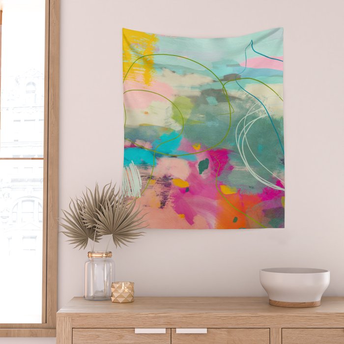 mixed abstract brush color study art 1 Wall Tapestry Gallery Image 2