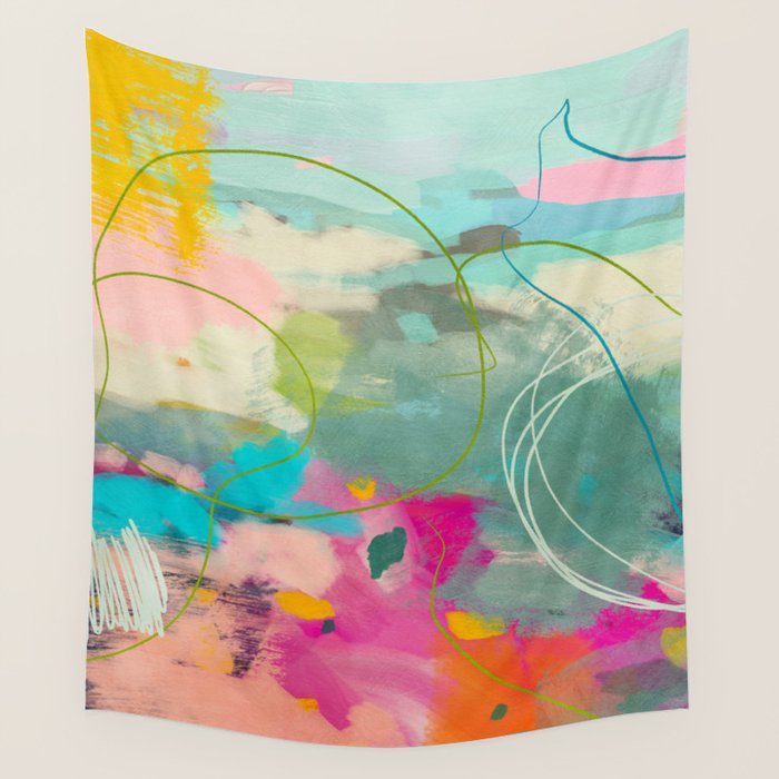 mixed abstract brush color study art 1 Wall Tapestry Gallery Image 4